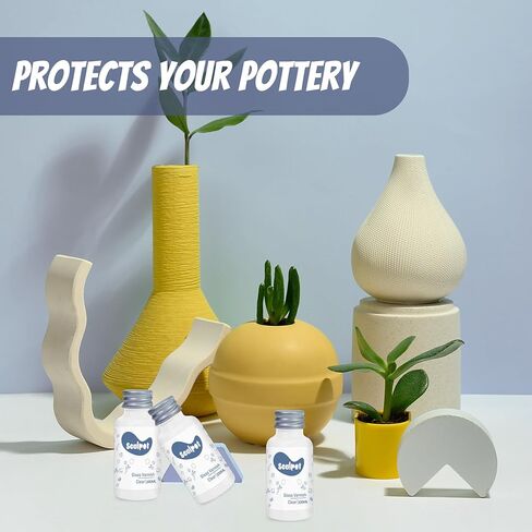 Clay Varnish for Air Drying Clay, 100ML Gloss Finish Air Dry Clay Glaze, High Gloss & Water Proof, and Scratch Resistant, Design for Air Dry Clay Pottery (Gloss Varnish) in Saudi Arabia