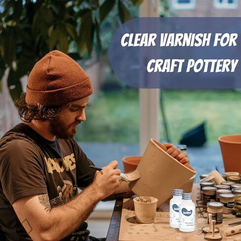 Clay Varnish for Air Drying Clay, 100ML Gloss Finish Air Dry Clay Glaze, High Gloss & Water Proof, and Scratch Resistant, Design for Air Dry Clay Pottery (Gloss Varnish) in Saudi Arabia
