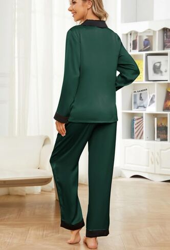U2SKIIN Womens Satin Pajama Set, Button Down Silk Pajamas for Women Long Sleeve Pjs Set 2 Piece Sleepwear in Saudi Arabia