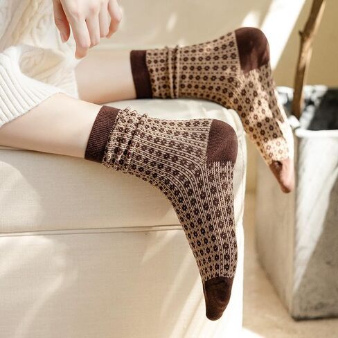 Kelabia 5 أزواج جوارب قطنية عتيقة جوارب نسائية لطيفة للخريف جوارب طويلة جمالية جوارب الكاحل Preppy للنساء in Kuwait