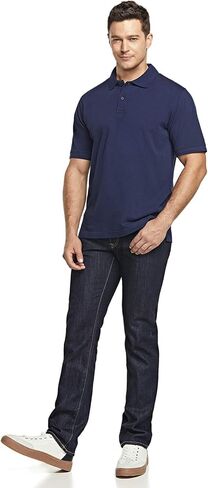 ATHLIO 2 Pack Men's Short Sleeve Polo Shirts, Classic fit Quick Dry Tech Golf Shirts, Dri Flex Performance Solid Top Shirts in Kuwait