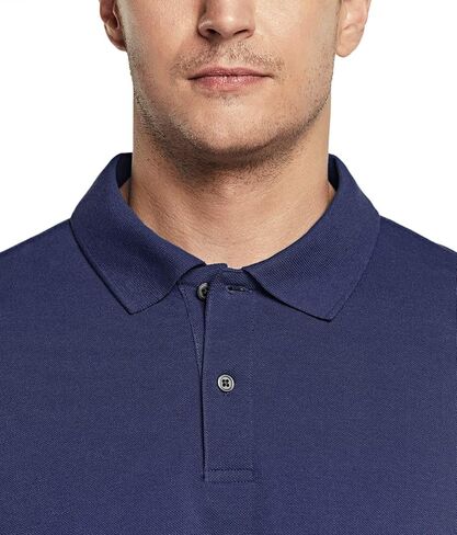 ATHLIO 2 Pack Men's Short Sleeve Polo Shirts, Classic fit Quick Dry Tech Golf Shirts, Dri Flex Performance Solid Top Shirts in Kuwait