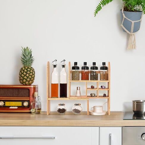 رف منظم سطح المكتب من BEWISHOME، رف عرض خشبي قابل للتعديل، رف تخزين المكتب، رف كتب صغير قائم بذاته لسطح المكتب لغرفة النوم وغرفة المعيشة والمكتب المنزلي KXJ03Y in Kuwait