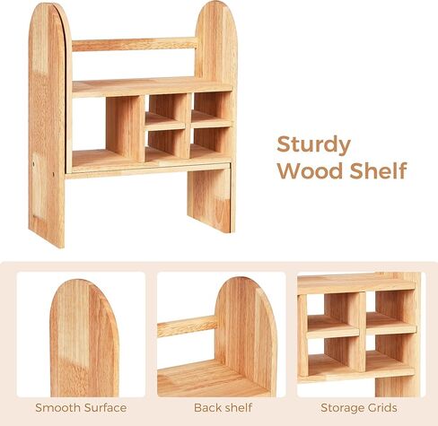 رف منظم سطح المكتب من BEWISHOME، رف عرض خشبي قابل للتعديل، رف تخزين المكتب، رف كتب صغير قائم بذاته لسطح المكتب لغرفة النوم وغرفة المعيشة والمكتب المنزلي KXJ03Y in Kuwait