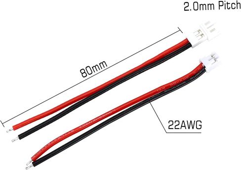 INJORA 10 Pairs Tiny Whoop JST-PH 2.0 Male and Female Connectors, Mini Micro JST 2.0 PH 2-Pin Connector Plug with 80mm 22AWG Silicone Wire, for RC Battery JJRC H36 H67 Blade Inductrix E010 E013 in Saudi Arabia
