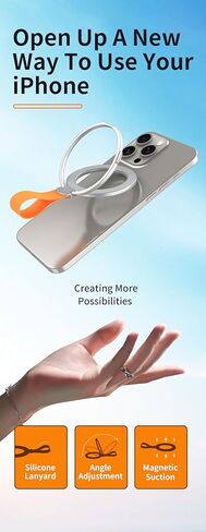 مقبض هاتف متوافق مع MagSafe، حلقة محول لـ MagSafe متضمنة، حامل هاتف، متوافق مع الشحن اللاسلكي (حلقات سيليكون سوداء-سوداء) in Kuwait