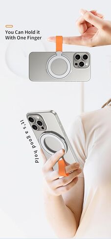 مقبض هاتف متوافق مع MagSafe، حلقة محول لـ MagSafe متضمنة، حامل هاتف، متوافق مع الشحن اللاسلكي (حلقات سيليكون سوداء-سوداء) in Kuwait
