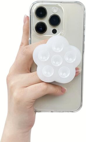 Grippopso Suction Phone Case Mount, Silicone Suction Cup Collapsible Phone Grip Holder Stand, Hands-Free Cell Phone Accessory Holder for Selfies and Videos Creator (Matt Clear) in Saudi Arabia