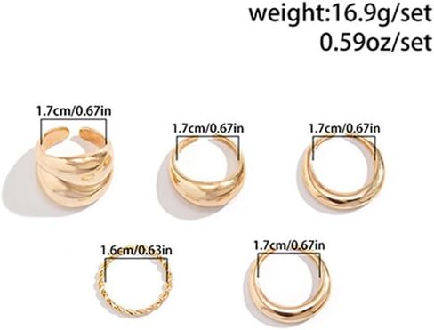 MIFYNN Chunky Gold Rings for Women Gold Silver Adjustable Thick Ring Fashion Statement Ring Open Dome Ring Chunky Silver Rings Geometric Curved Minimalist Simple Rings in Saudi Arabia