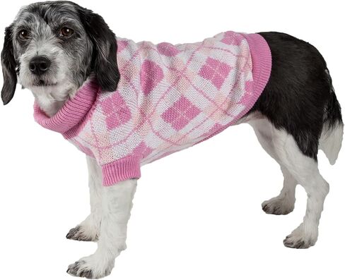 Pet Life ® سترة منسوجة على طراز Argyle للحيوانات الأليفة - سترة للكلاب محبوكة بكابل ثقيل مع رقبة سلحفاة - ملابس شتوية للكلاب مصممة للتدفئة in Kuwait