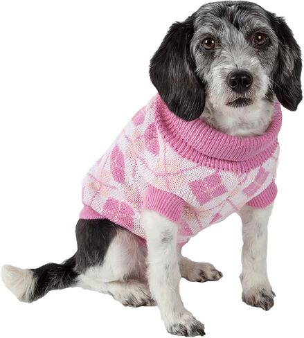 Pet Life ® سترة منسوجة على طراز Argyle للحيوانات الأليفة - سترة للكلاب محبوكة بكابل ثقيل مع رقبة سلحفاة - ملابس شتوية للكلاب مصممة للتدفئة in Kuwait