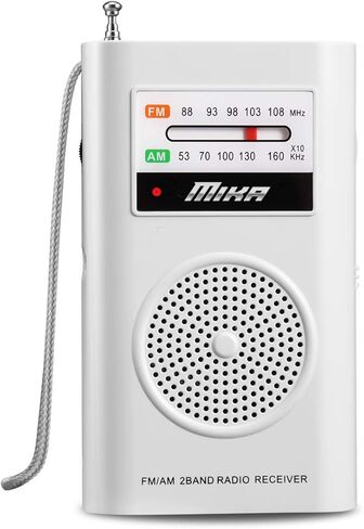 راديو AM FM، راديو يعمل بالبطارية، راديو جيب محمول مع أفضل استقبال للاستخدام الداخلي والخارجي، راديو ترانزستور مع مقبس سماعة الرأس، من MIKA (أبيض) in Kuwait