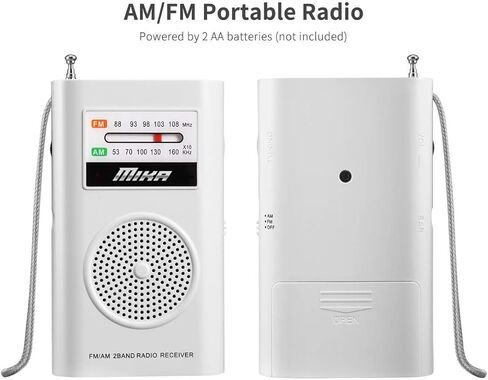 راديو AM FM، راديو يعمل بالبطارية، راديو جيب محمول مع أفضل استقبال للاستخدام الداخلي والخارجي، راديو ترانزستور مع مقبس سماعة الرأس، من MIKA (أبيض) in Kuwait