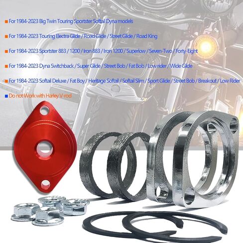 Gasket & Chrome Flange with Nuts & Washers Kit Compatible for Harley-Davidson Big Twin Sportster 883 1200 XL883 XL1200 48 72 1984-2022 in Saudi Arabia
