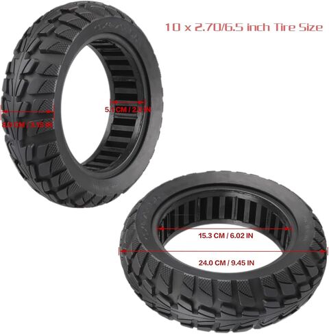 10 Inch Solid Tire 10x2.70 10x2.75 Tire for Hover-1 Alpha Hiboy Titan PRO Scooter 70/65-6.5 Tubeless Puncture-Proof Tire, Explosion-Proof Solid Tires, Shockproof Super-Grip Design in Saudi Arabia