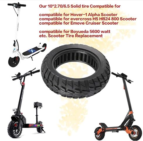 10 Inch Solid Tire 10x2.70 10x2.75 Tire for Hover-1 Alpha Hiboy Titan PRO Scooter 70/65-6.5 Tubeless Puncture-Proof Tire, Explosion-Proof Solid Tires, Shockproof Super-Grip Design in Saudi Arabia