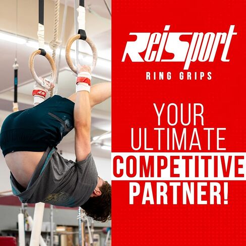 Reisport Men's Ring Gymnastics Grips - Durable Leather Hand Grips for Gymnastics Rings Men & Boys - Gymnastics Equipment & Accessories for Advanced Gymnasts in Saudi Arabia
