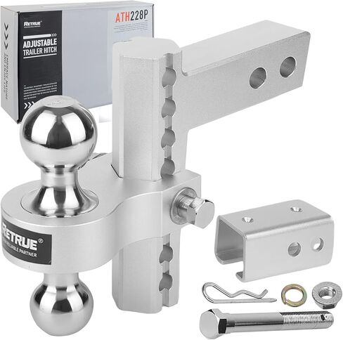 وصلة جر مقطورة قابلة للتعديل من RETRUE، تناسب أجهزة الاستقبال مقاس 2 و2.5 بوصة، وصلة قطرة/ارتفاع 8 بوصة، وصلة ربط كروية 8,500 رطل، و2 بوصة و2-5/16 بوصة وصلة سحب GTW للشاحنات المزودة بدبابيس وأقفال من الألومنيوم in Kuwait