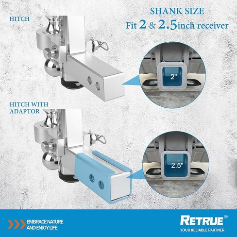 وصلة جر مقطورة قابلة للتعديل من RETRUE، تناسب أجهزة الاستقبال مقاس 2 و2.5 بوصة، وصلة قطرة/ارتفاع 8 بوصة، وصلة ربط كروية 8,500 رطل، و2 بوصة و2-5/16 بوصة وصلة سحب GTW للشاحنات المزودة بدبابيس وأقفال من الألومنيوم in Kuwait