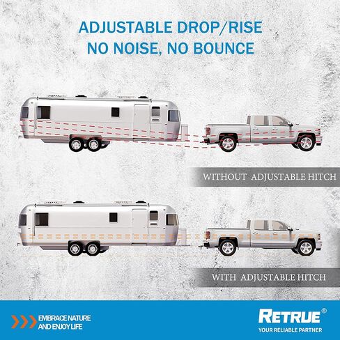 وصلة جر مقطورة قابلة للتعديل من RETRUE، تناسب أجهزة الاستقبال مقاس 2 و2.5 بوصة، وصلة قطرة/ارتفاع 8 بوصة، وصلة ربط كروية 8,500 رطل، و2 بوصة و2-5/16 بوصة وصلة سحب GTW للشاحنات المزودة بدبابيس وأقفال من الألومنيوم in Kuwait