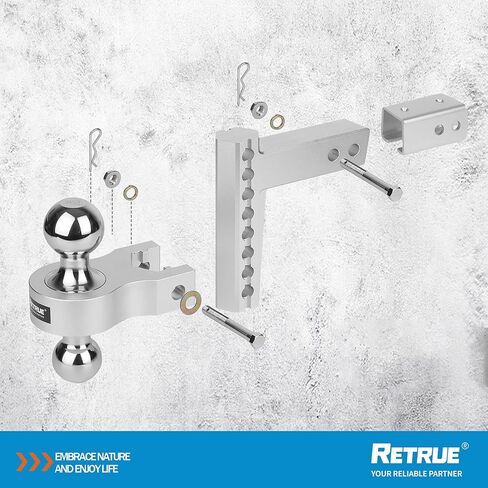 وصلة جر مقطورة قابلة للتعديل من RETRUE، تناسب أجهزة الاستقبال مقاس 2 و2.5 بوصة، وصلة قطرة/ارتفاع 8 بوصة، وصلة ربط كروية 8,500 رطل، و2 بوصة و2-5/16 بوصة وصلة سحب GTW للشاحنات المزودة بدبابيس وأقفال من الألومنيوم in Kuwait