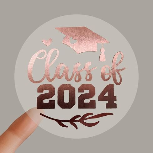 100 Transparent Gold Foil Graduation Stickers for College High School Class of 2024 Ideal for Envelope Seals Invitation Decorations Graduate Party Favor Labels Real Foil 1.6" (Class, Gold Foil) in Saudi Arabia