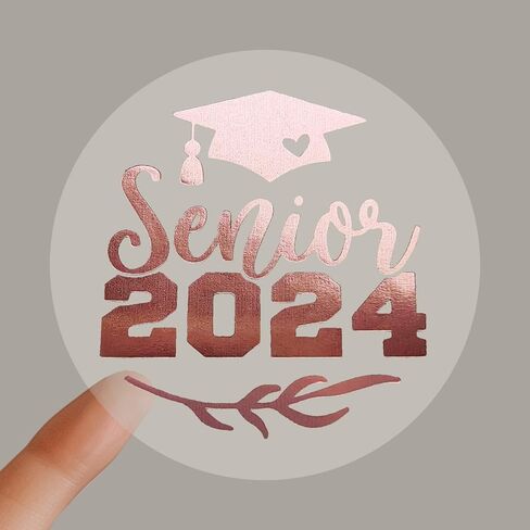 100 Transparent Gold Foil Graduation Stickers for College High School Class of 2024 Ideal for Envelope Seals Invitation Decorations Graduate Party Favor Labels Real Foil 1.6" (Class, Gold Foil) in Saudi Arabia