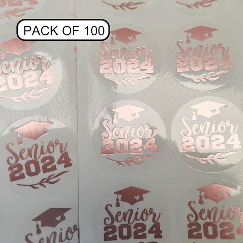 100 Transparent Gold Foil Graduation Stickers for College High School Class of 2024 Ideal for Envelope Seals Invitation Decorations Graduate Party Favor Labels Real Foil 1.6" (Class, Gold Foil) in Saudi Arabia