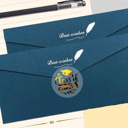100 Transparent Gold Foil Graduation Stickers for College High School Class of 2024 Ideal for Envelope Seals Invitation Decorations Graduate Party Favor Labels Real Foil 1.6" (Class, Gold Foil) in Saudi Arabia