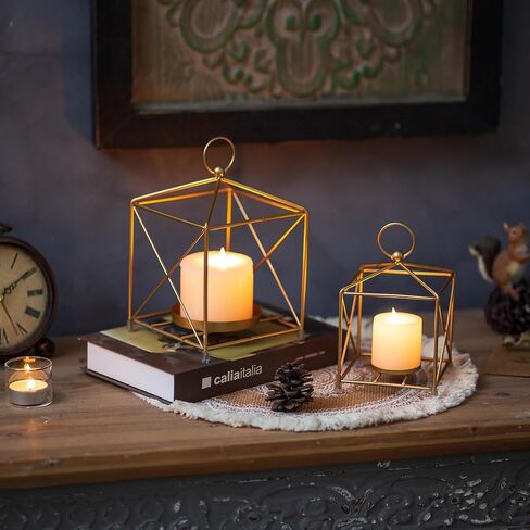 Romadedi Metal Candle Lantern Decorative - 4 Pcs Modern Farmhouse Black Candle Holder for Pillar Tea Light Table Centerpiece Decorations for Coffee Tables Mantel Shelf in Saudi Arabia