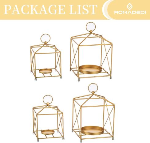 Romadedi Metal Candle Lantern Decorative - 4 Pcs Modern Farmhouse Black Candle Holder for Pillar Tea Light Table Centerpiece Decorations for Coffee Tables Mantel Shelf in Saudi Arabia