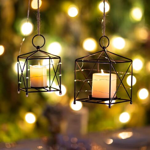 Romadedi Metal Candle Lantern Decorative - 4 Pcs Modern Farmhouse Black Candle Holder for Pillar Tea Light Table Centerpiece Decorations for Coffee Tables Mantel Shelf in Saudi Arabia