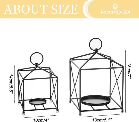 Romadedi Metal Candle Lantern Decorative - 4 Pcs Modern Farmhouse Black Candle Holder for Pillar Tea Light Table Centerpiece Decorations for Coffee Tables Mantel Shelf in Saudi Arabia