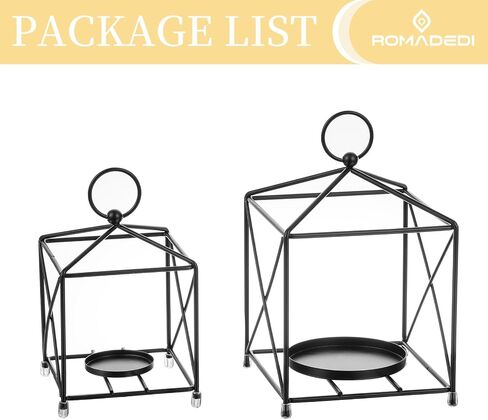 Romadedi Metal Candle Lantern Decorative - 4 Pcs Modern Farmhouse Black Candle Holder for Pillar Tea Light Table Centerpiece Decorations for Coffee Tables Mantel Shelf in Saudi Arabia