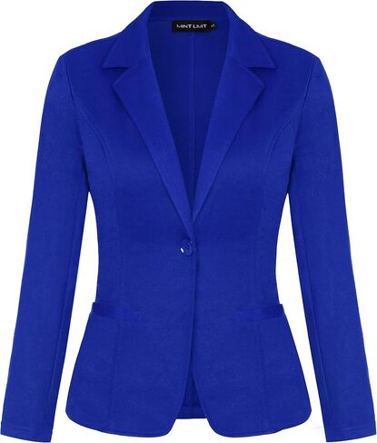 MINTLIMIT Blazer for Women Casual Long Sleeve Button Front Work Office Blazers Jackets with Pockets (Royal Blue - Size L) in Saudi Arabia