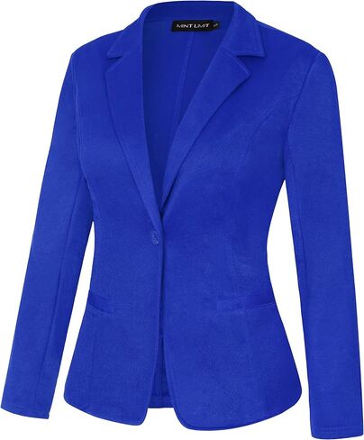 MINTLIMIT Blazer for Women Casual Long Sleeve Button Front Work Office Blazers Jackets with Pockets (Royal Blue - Size L) in Saudi Arabia