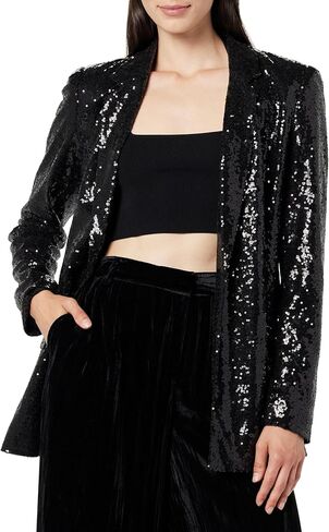 The Drop Women's Blake Long Blazer, Black Sequins, 2X in Saudi Arabia