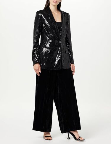 The Drop Women's Blake Long Blazer, Black Sequins, 2X in Saudi Arabia