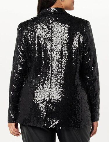 The Drop Women's Blake Long Blazer, Black Sequins, 2X in Saudi Arabia