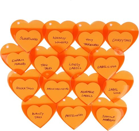 Decorbea Fluorescence Blank Labeling Tags, 50pcs Plastic Outer Shell Gift Tag with String, Heart White Paper Hang Labels for Clothing Presents (Yellow) in Saudi Arabia