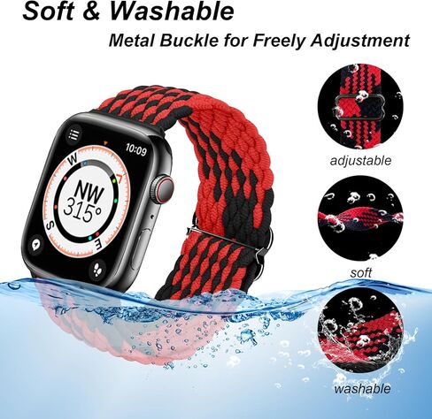 DOBSTFY Compatible with Apple Watch Band 40mm 38mm 41mm 42mm 44mm 45mm 49mm for Women Men,Stretchy Braided Apple Watch Strap for iWatch Series 9 8 7 6 5 4 3 2 1 SE Ultra/Ultra 2 in Kuwait