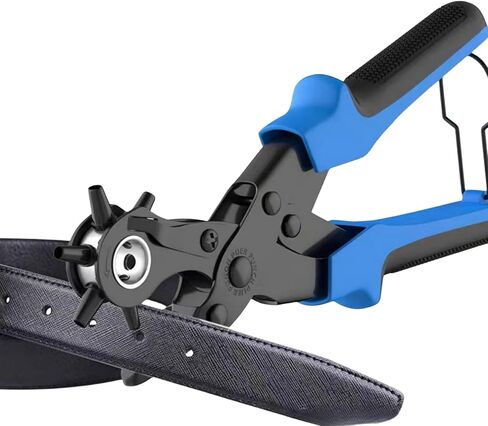 Leather Hole Punch Tool Set, Multi Hole Sizes, Heavy Duty Rotary Puncher for Belts, Watch Bands, Handbag Straps, Dog Collars and More(Blue) in Saudi Arabia