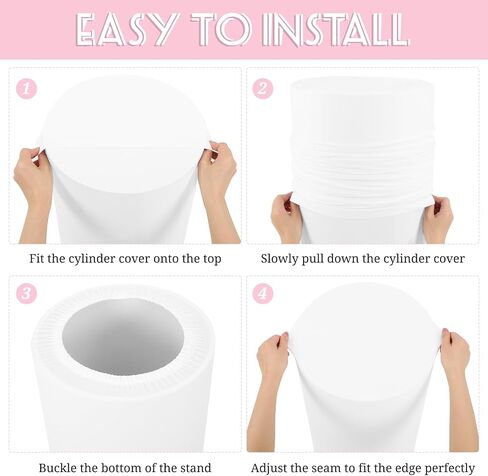 Set of 5 Spandex Cylinder Pedestal Stand Covers Beige Round Cylinder Plinth Display Box Stand Covers, Pillar Covers for Party Wedding Baby Shower Birthday Event Decor (Cylinder Stands Not Included) in Saudi Arabia