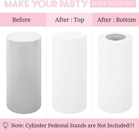 Set of 5 Spandex Cylinder Pedestal Stand Covers Beige Round Cylinder Plinth Display Box Stand Covers, Pillar Covers for Party Wedding Baby Shower Birthday Event Decor (Cylinder Stands Not Included) in Saudi Arabia