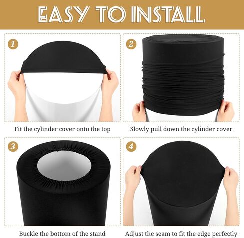 Set of 5 Spandex Cylinder Pedestal Stand Covers Beige Round Cylinder Plinth Display Box Stand Covers, Pillar Covers for Party Wedding Baby Shower Birthday Event Decor (Cylinder Stands Not Included) in Saudi Arabia