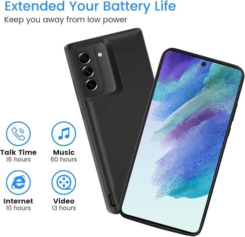 Fey Battery Case for Galaxy S22, Extended Battery Charging Case for Samsung Galaxy S22 5G,Rechargeable External Backup Battery Power Bank Case,Black in Kuwait
