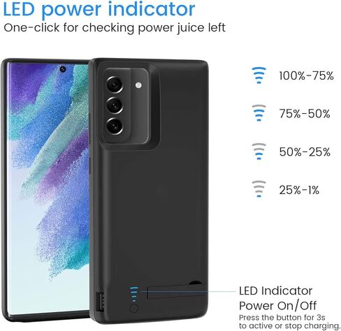 Fey Battery Case for Galaxy S22, Extended Battery Charging Case for Samsung Galaxy S22 5G,Rechargeable External Backup Battery Power Bank Case,Black in Kuwait