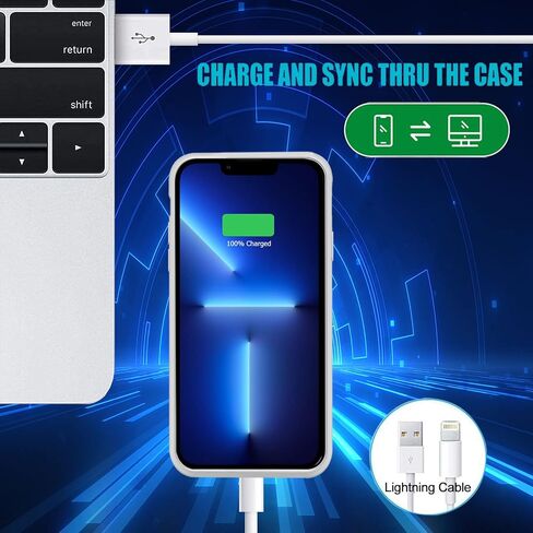 Battery Case for iPhone 13 Pro, Upgraded 7000mAh Ultra-Slim Rechargeable Portable Protective Charging Case Extended Battery Pack Compatible with iPhone 13 Pro (6.1 inch) Charger Case & Carplay (Black) in Kuwait