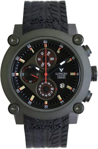 LONGIO Luxury Watches for Men, Swiss Automatic Chronograph Watch with Natural Rubber Strap_X-Racer in Saudi Arabia