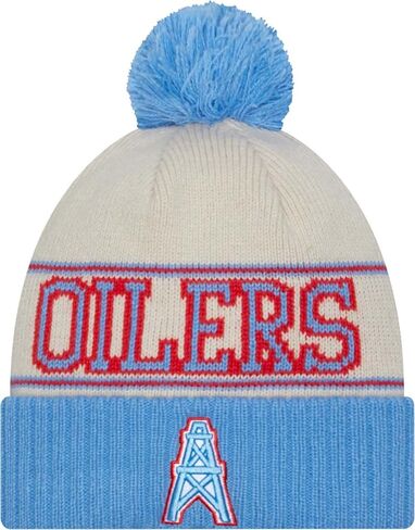 New Era 100% Authentic Oilers قبعة صغيرة متماسكة تاريخية 9Fifty Cap Hat (مقاس واحد يناسب معظم الأشخاص) (خط جانبي قبالة بينما أزرق فاتح) in Kuwait